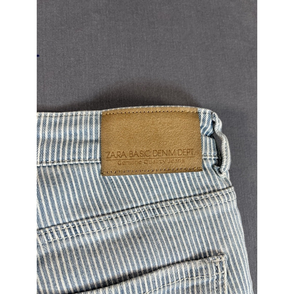 Zara Z1975 Jeans Womens 2 Blue Pinstripe Zara Basic Denim - Picture 8 of 10